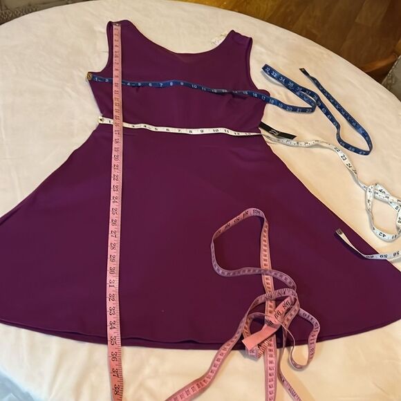 New York & Company Dress Petite Large Scoop Neck Sleeveless Mini Plum Purple New - Picture 12 of 12